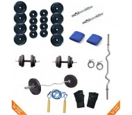24 Kg Body Maxx Home Gym Package With 3 Ft Curl Bar + Gloves + Rope + Bands + 2 Rods + Locks
